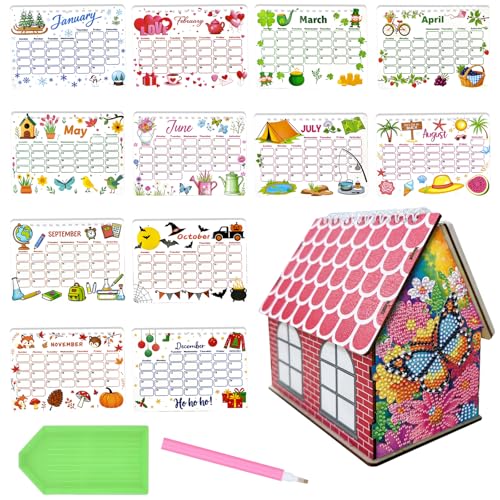 5D Diamond Painting Kalender 2026, DIY Diamant Malerei Calendar 2026 Tischkalender, Diamant Painting Tischkalender Tischdeko Paper Kalender Set Geschenk (O) von Demiawaking