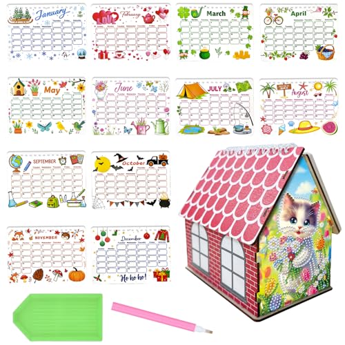 5D Diamond Painting Kalender 2026, DIY Diamant Malerei Calendar 2026 Tischkalender, Diamant Painting Tischkalender Tischdeko Paper Kalender Set Geschenk (Q) von Demiawaking