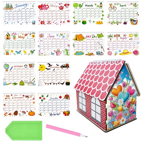 5D Diamond Painting Kalender 2026, DIY Diamant Malerei Calendar 2026 Tischkalender, Diamant Painting Tischkalender Tischdeko Paper Kalender Set Geschenk (R) von Demiawaking