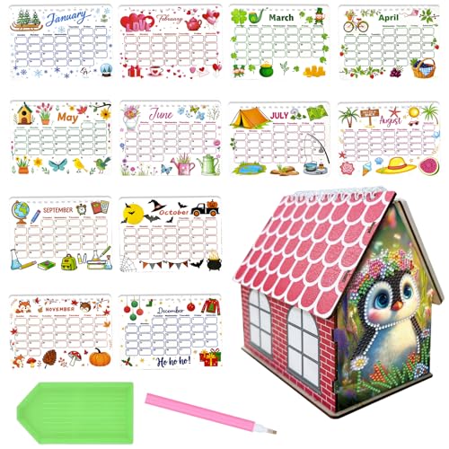 5D Diamond Painting Kalender 2026, DIY Diamant Malerei Calendar 2026 Tischkalender, Diamant Painting Tischkalender Tischdeko Paper Kalender Set Geschenk (S) von Demiawaking
