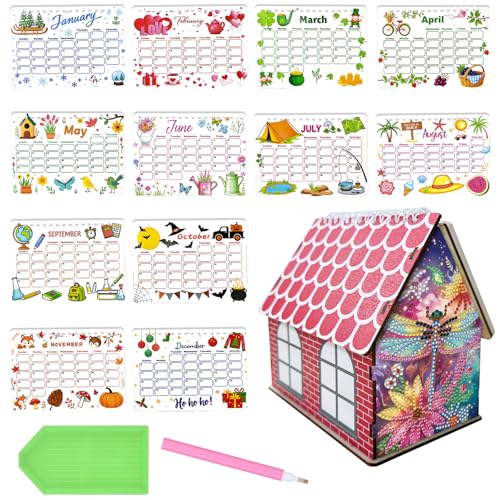 5D Diamond Painting Kalender 2026, DIY Diamant Malerei Calendar 2026 Tischkalender, Diamant Painting Tischkalender Tischdeko Paper Kalender Set Geschenk (T) von Demiawaking