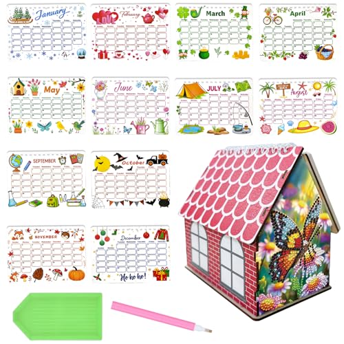 5D Diamond Painting Kalender 2026, DIY Diamant Malerei Calendar 2026 Tischkalender, Diamant Painting Tischkalender Tischdeko Paper Kalender Set Geschenk (V) von Demiawaking