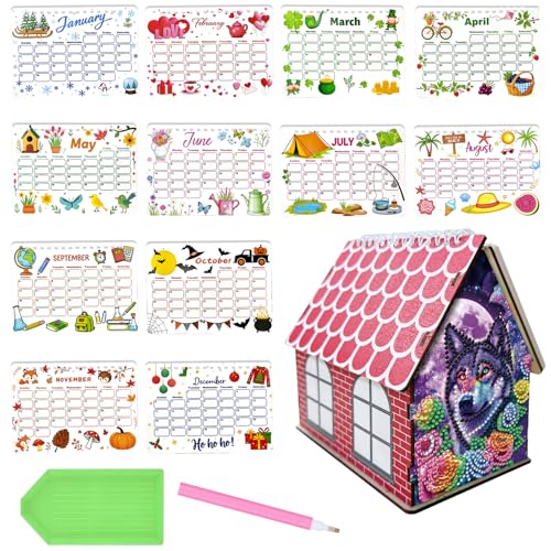 5D Diamond Painting Kalender 2026, DIY Diamant Malerei Calendar 2026 Tischkalender, Diamant Painting Tischkalender Tischdeko Paper Kalender Set Geschenk (W) von Demiawaking