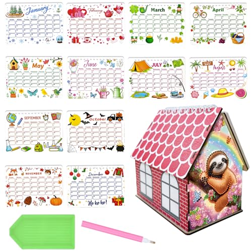 5D Diamond Painting Kalender 2026, DIY Diamant Malerei Calendar 2026 Tischkalender, Diamant Painting Tischkalender Tischdeko Paper Kalender Set Geschenk (X) von Demiawaking