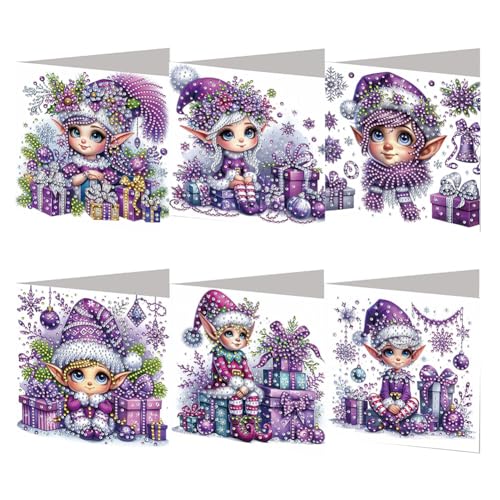 5D Diamond Painting Weihnachtskarten mit Umschlag, DIY Diamant Malerei Grußkarten Weihnachten Karten Weihnachtsdeko, Diamant Painting Geschenkkarten (J) von Demiawaking