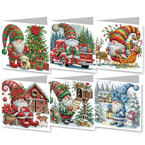 5D Diamond Painting Weihnachtskarten mit Umschlag, DIY Diamant Malerei Grußkarten Weihnachten Karten Weihnachtsdeko, Diamant Painting Geschenkkarten (L) von Demiawaking