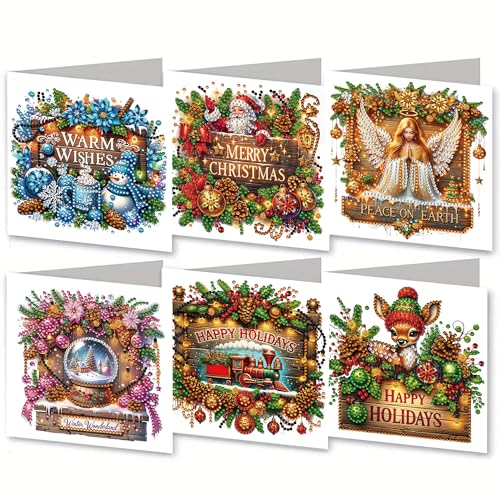 5D Diamond Painting Weihnachtskarten mit Umschlag, DIY Diamant Malerei Grußkarten Weihnachten Karten Weihnachtsdeko, Diamant Painting Geschenkkarten (N) von Demiawaking