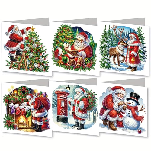 5D Diamond Painting Weihnachtskarten mit Umschlag, DIY Diamant Malerei Grußkarten Weihnachten Karten Weihnachtsdeko, Diamant Painting Geschenkkarten (P) von Demiawaking