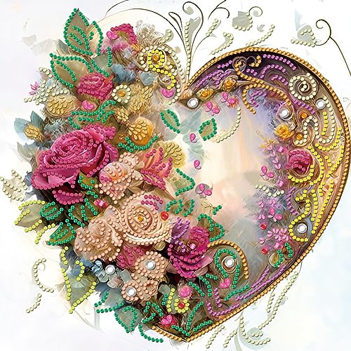 5D Teilweise Drill DIY Diamond Painting Bilder Blumen Herz Set, Teilbohrer Diamant Painting Blumen Kit, Mahlen nach Zahlen Diamant malerei 30x30cm (O) von Demiawaking