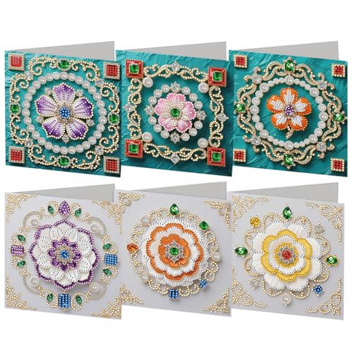 6Pcs DIY 5D Diamond Painting Grußkarte, Diamant Malerei Karten Geburtstag Karte Weihnachtskarte, Diamant Painting Geschenkkarte Geschenk (22) von Demiawaking