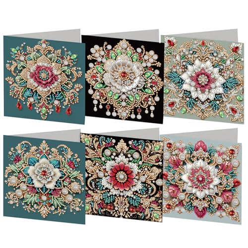 6Pcs DIY 5D Diamond Painting Grußkarte, Diamant Malerei Karten Geburtstag Karte Weihnachtskarte, Diamant Painting Geschenkkarte Geschenk (24) von Demiawaking