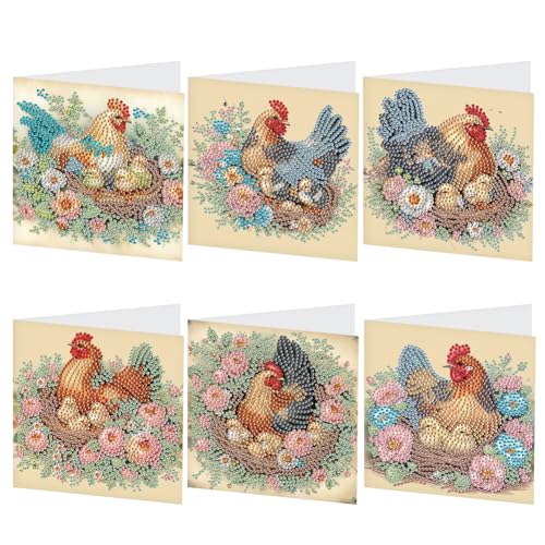 6Pcs DIY 5D Diamond Painting Grußkarte Diamant Malerei Karten Geburtstag Karte Weihnachtskarte Geschenkkarte mit Umschlag Geburtstagskarte (S) von Demiawaking