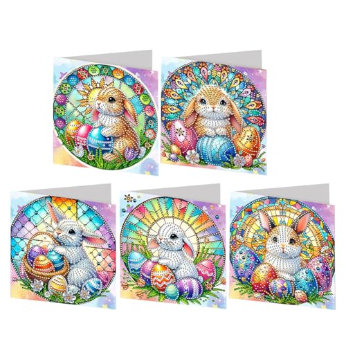 6Pcs DIY 5D Diamond Painting Grußkarte Diamant Malerei Karten Geburtstag Karte Weihnachtskarte Geschenkkarte mit Umschlag Geburtstagskarte (V) von Demiawaking