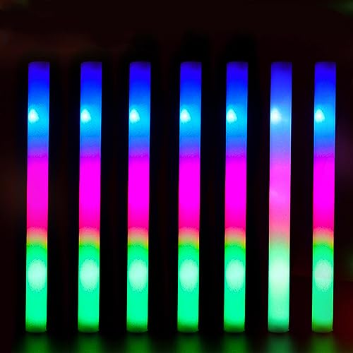 Bunt Leuchtende Partystab Schaumstoff Leuchtstab, LED Blinkstäbe, fluoreszierender Glow Sticks, bis zu 10 Stunden leuchten, Leuchtstick für Party, Festival, Mitgebsel, Mitbringsel (15Pack) von Demiawaking