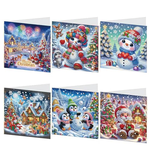DIY 5D Diamond Painting Weihnachtskarten mit Umschlag, 5D Diamant Malerei Grußkarten Weihnachten Karten Geburtstag Karten Diamant Painting Geschenkkarten Weihnachtsdeko (02) von Demiawaking