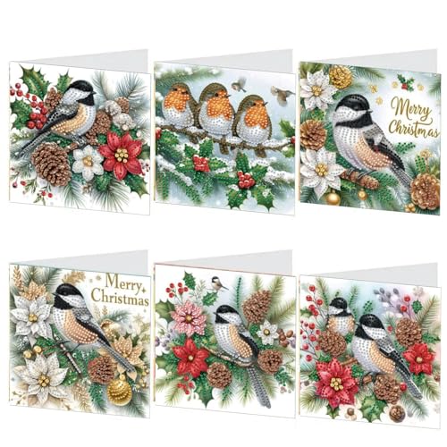DIY 5D Diamond Painting Weihnachtskarten mit Umschlag, 5D Diamant Malerei Grußkarten Weihnachten Karten Geburtstag Karten Diamant Painting Geschenkkarten Weihnachtsdeko (03) von Demiawaking