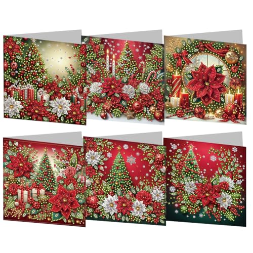 DIY 5D Diamond Painting Weihnachtskarten mit Umschlag, 5D Diamant Malerei Grußkarten Weihnachten Karten Geburtstag Karten Diamant Painting Geschenkkarten Weihnachtsdeko (04) von Demiawaking