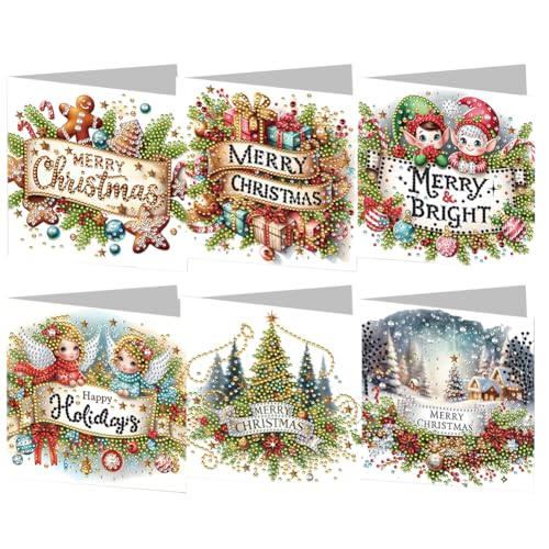 DIY 5D Diamond Painting Weihnachtskarten mit Umschlag, 5D Diamant Malerei Grußkarten Weihnachten Karten Geburtstag Karten Diamant Painting Geschenkkarten Weihnachtsdeko (10) von Demiawaking
