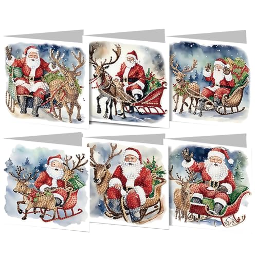 DIY 5D Diamond Painting Weihnachtskarten mit Umschlag, 5D Diamant Malerei Grußkarten Weihnachten Karten Geburtstag Karten Diamant Painting Geschenkkarten Weihnachtsdeko (15) von Demiawaking