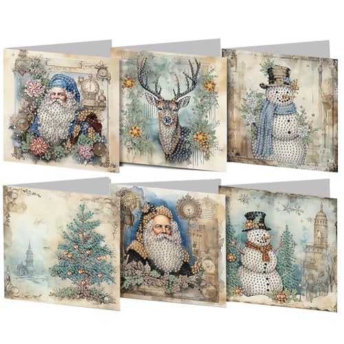 DIY 5D Diamond Painting Weihnachtskarten mit Umschlag, 5D Diamant Malerei Grußkarten Weihnachten Karten Geburtstag Karten Diamant Painting Geschenkkarten Weihnachtsdeko (16) von Demiawaking