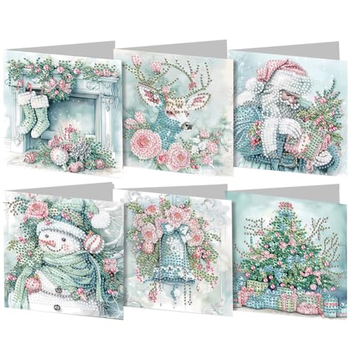 DIY 5D Diamond Painting Weihnachtskarten mit Umschlag, 5D Diamant Malerei Grußkarten Weihnachten Karten Geburtstag Karten Diamant Painting Geschenkkarten Weihnachtsdeko (17) von Demiawaking