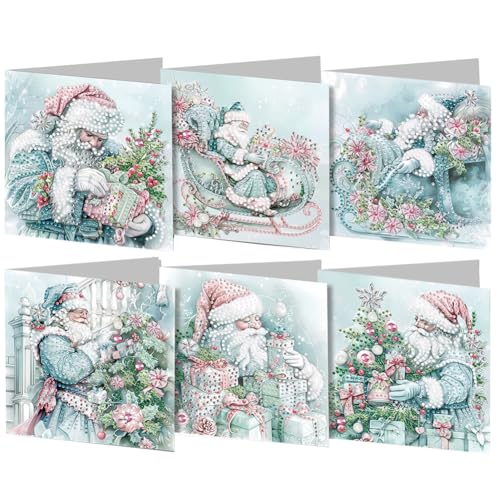 DIY 5D Diamond Painting Weihnachtskarten mit Umschlag, 5D Diamant Malerei Grußkarten Weihnachten Karten Geburtstag Karten Diamant Painting Geschenkkarten Weihnachtsdeko (20) von Demiawaking