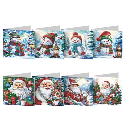 DIY 5D Diamond Painting Weihnachtskarten mit Umschlag, 5D Diamant Malerei Grußkarten Weihnachten Karten Geburtstag Karten Diamant Painting Geschenkkarten Weihnachtsdeko (I) von Demiawaking