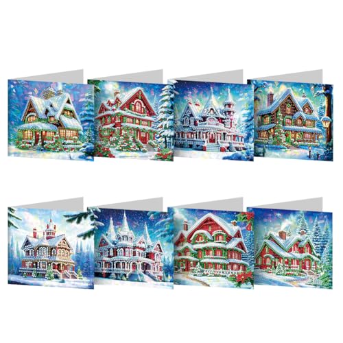 DIY 5D Diamond Painting Weihnachtskarten mit Umschlag, 5D Diamant Malerei Grußkarten Weihnachten Karten Geburtstag Karten Diamant Painting Geschenkkarten Weihnachtsdeko (J) von Demiawaking