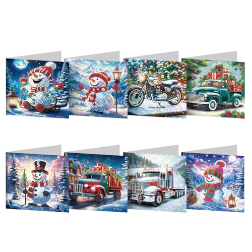 DIY 5D Diamond Painting Weihnachtskarten mit Umschlag, 5D Diamant Malerei Grußkarten Weihnachten Karten Geburtstag Karten Diamant Painting Geschenkkarten Weihnachtsdeko (L) von Demiawaking