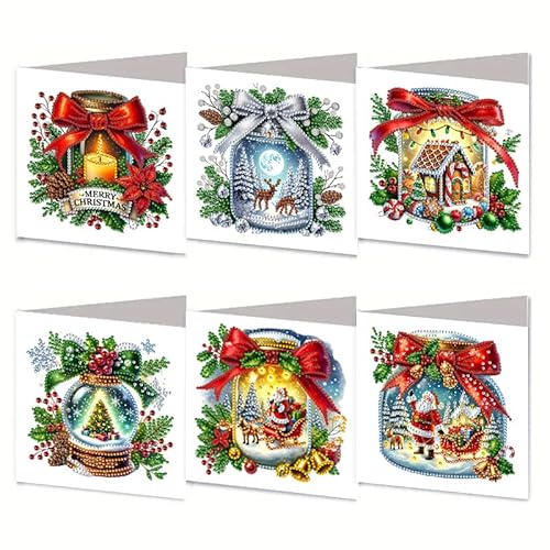 DIY 5D Diamond Painting Weihnachtskarten mit Umschlag, 5D Diamant Malerei Grußkarten Weihnachten Karten Geburtstag Karten Diamant Painting Geschenkkarten Weihnachtsdeko (P) von Demiawaking