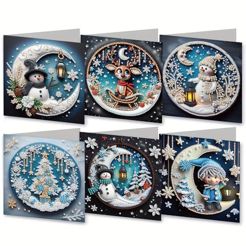DIY 5D Diamond Painting Weihnachtskarten mit Umschlag, 5D Diamant Malerei Grußkarten Weihnachten Karten Geburtstag Karten Diamant Painting Geschenkkarten Weihnachtsdeko (Q) von Demiawaking