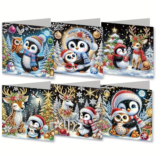DIY 5D Diamond Painting Weihnachtskarten mit Umschlag, 5D Diamant Malerei Grußkarten Weihnachten Karten Geburtstag Karten Diamant Painting Geschenkkarten Weihnachtsdeko (T) von Demiawaking