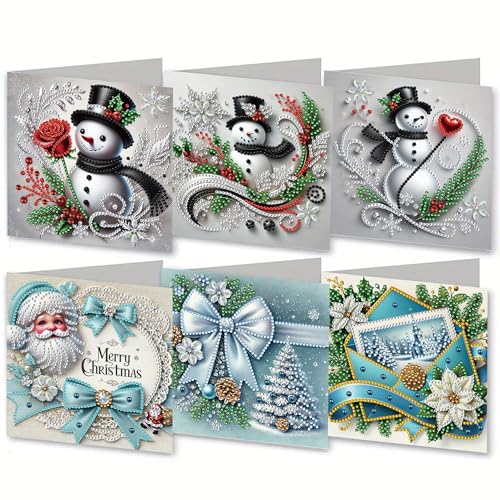 DIY 5D Diamond Painting Weihnachtskarten mit Umschlag, 5D Diamant Malerei Grußkarten Weihnachten Karten Geburtstag Karten Diamant Painting Geschenkkarten Weihnachtsdeko (U) von Demiawaking