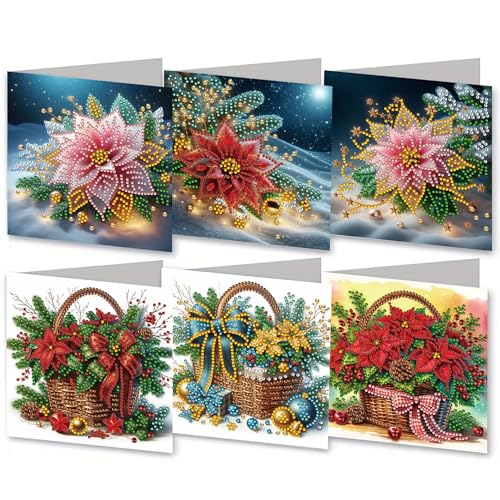 DIY 5D Diamond Painting Weihnachtskarten mit Umschlag, 5D Diamant Malerei Grußkarten Weihnachten Karten Geburtstag Karten Diamant Painting Geschenkkarten Weihnachtsdeko (W) von Demiawaking