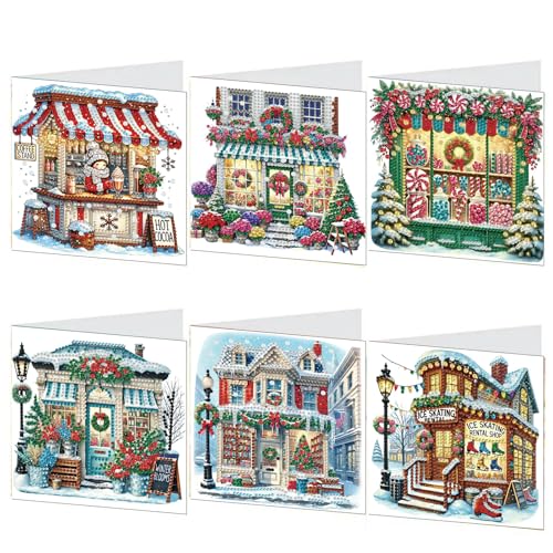 DIY 5D Diamond Painting Weihnachtskarten mit Umschlag, 5D Diamant Malerei Grußkarten Weihnachten Karten Geburtstag Karten Diamant Painting Geschenkkarten Weihnachtsdeko (X) von Demiawaking