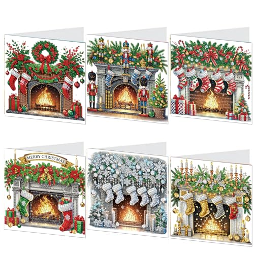 DIY 5D Diamond Painting Weihnachtskarten mit Umschlag, 5D Diamant Malerei Grußkarten Weihnachten Karten Geburtstag Karten Diamant Painting Geschenkkarten Weihnachtsdeko (Z) von Demiawaking