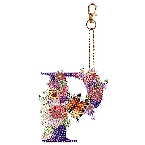 DIY Diamond Painting Schlüsselanhänger, doppelseitige Diamant Painting Anhänger Deko, 26 Buchstabe, Vollbohrer Diamant Malerei Kinder Kit Ornament Geschenk (P) von Demiawaking