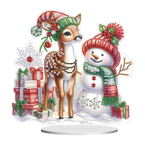 DIY 5D Diamond Painting Weihnachten Deko, Acryl Diamant Malerei Tischdeko Weihnachtsdeko Ornamente, Diamant Painting Schneemann Tisch Deko Geschenke (D) von Demiawaking