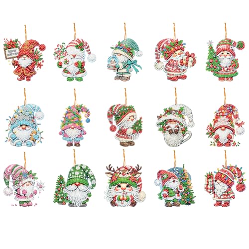 DIY Diamond Painting Weihnachten Anhänger, 5D Diamant Painting Weihnachtsbaumschmuck Weihnachtsdeko, Diamant Malerei Weihnachtsbaum Deko (N) von Demiawaking