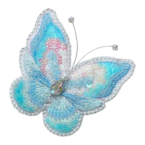 DIY Stickset Schmetterling Brosche, Perlenstickset, Stickerei Set Anfänger, Kreuzstich Anfänger Set, mit Muster, Perlen, Farbfäden, Sticktuch und Werkzeuge, DIY Handwerk Schmetterling Deko (B) von Demiawaking