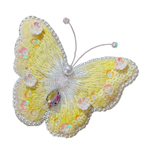 DIY Stickset Schmetterling Brosche, Perlenstickset, Stickerei Set Anfänger, Kreuzstich Anfänger Set, mit Muster, Perlen, Farbfäden, Sticktuch und Werkzeuge, DIY Handwerk Schmetterling Deko (D) von Demiawaking