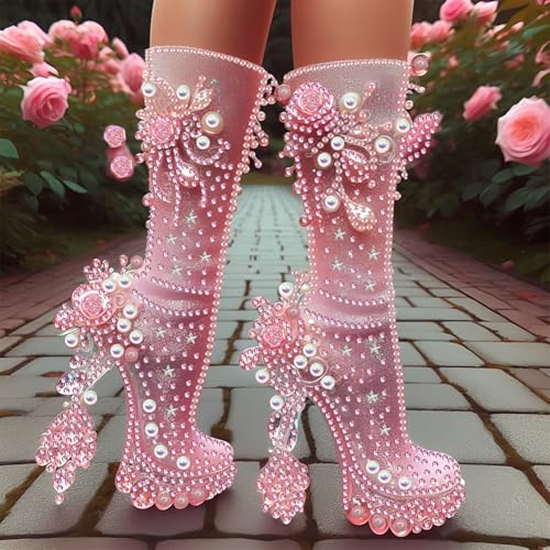 DIY Teilbohrer 5D Diamond Painting Bilder High Heel Set, Teilweise Drill Diamant Painting Kreuzstich Stickerei Elegant Damen Pumps Kit, Diamant Malerei Malen nach Zahlen 30x30cm (E) von Demiawaking