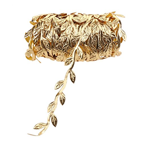 Demiawaking 10 m Leaf Vine Girlande Satinband Trim künstlichen Blättern Zuhause Hochzeit Weihnachten Dekoration String Gold von Demiawaking