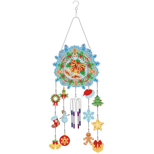 Demiawaking Beidseitig Diamond Painting Windspiele DIY Diamant Malerei Weihnachtsdeko Anhänger Windglocken Strass Garten Weihnachten Deko Geschenk (23) von Demiawaking