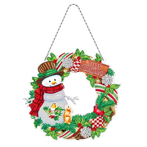 Demiawaking Diamond Painting Girlande mit LED Beleuchtung Weihnachtsdeko DIY Diamant Malerei Kranz Deko Türkranz Wandkranz mit Kette und LED Lampe (09) von Demiawaking