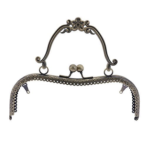 Demiawaking Eleganter Blumen-Geldbeutelrahmenverschluss, Griff aus Metall, Archie-Kuss-Verschluss für DIY Clutch Tasche Handtasche und Geldbörse (Bronze) von Demiawaking