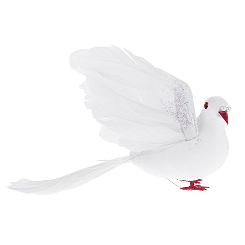 Demiawaking Weiß künstlich Vögel Schaum Feder Simulation Tauben Hochzeit Verzierung Garten Deko von Demiawaking