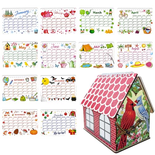 Diamond Painting Kalender 2026, DIY Diamant Malerei Calendar 2026 Tischkalender, Diamant Painting Tischkalender Tischdeko Paper Kalender Set (05) von Demiawaking