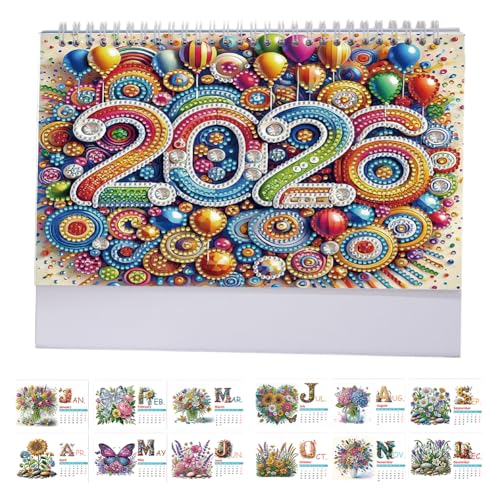 Diamond Painting Kalender 2026, DIY Diamant Malerei Kalender 2026 Tischkalender, Diamant Painting Tischkalender Tischdeko Paper Kalender Set (I) von Demiawaking