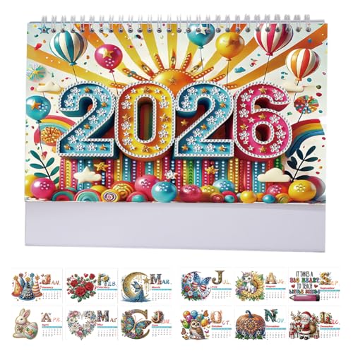 Diamond Painting Kalender 2026, DIY Diamant Malerei Kalender 2026 Tischkalender, Diamant Painting Tischkalender Tischdeko Paper Kalender Set (J) von Demiawaking